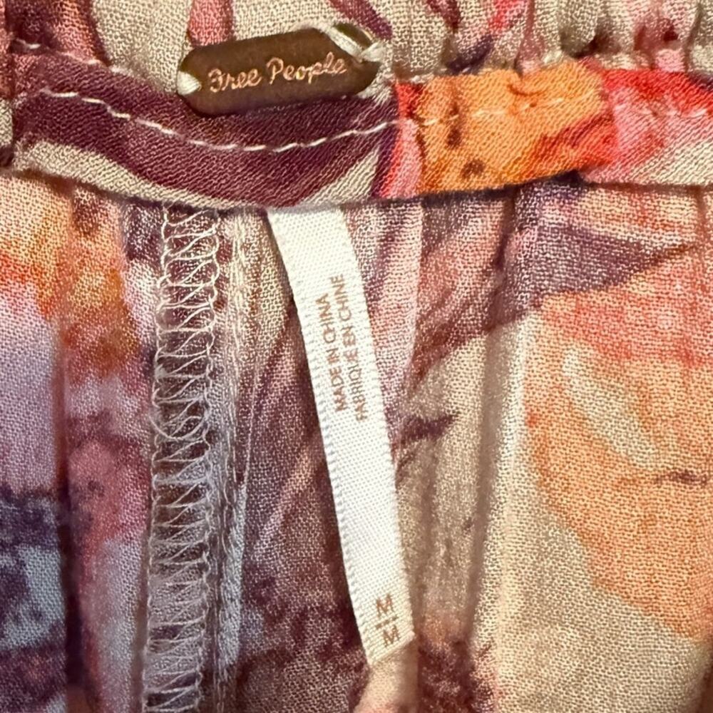 Free People Floral Wide-Leg Pants in Beige, Pink and Orange - Picture 10 of 13